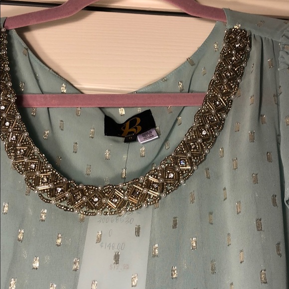 Sheer bead neckline Anthropologie top NWT - Picture 3 of 7